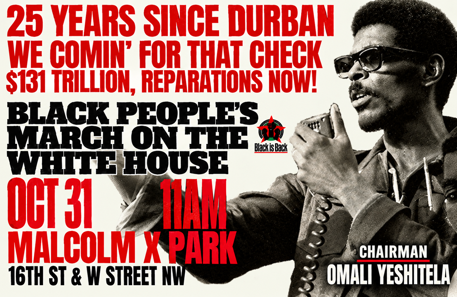 Read more about the article 18th Annual Black People’s March on The White House – Reparations Now!